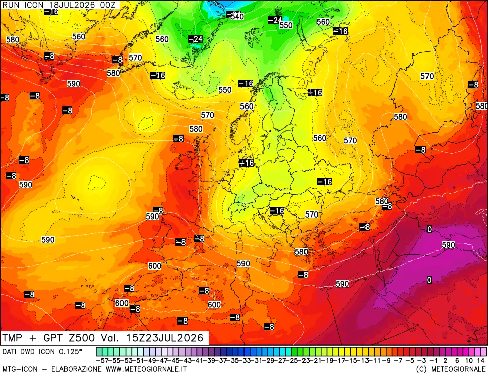 mappa 500 hPa Temp + GPT