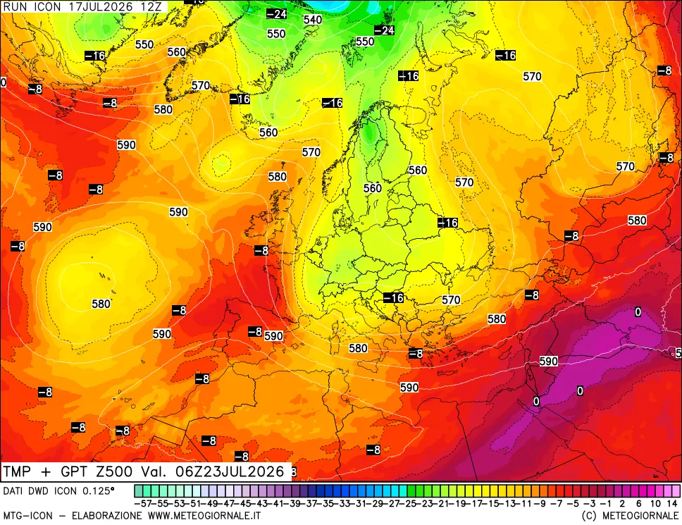 mappa 500 hPa Temp + GPT