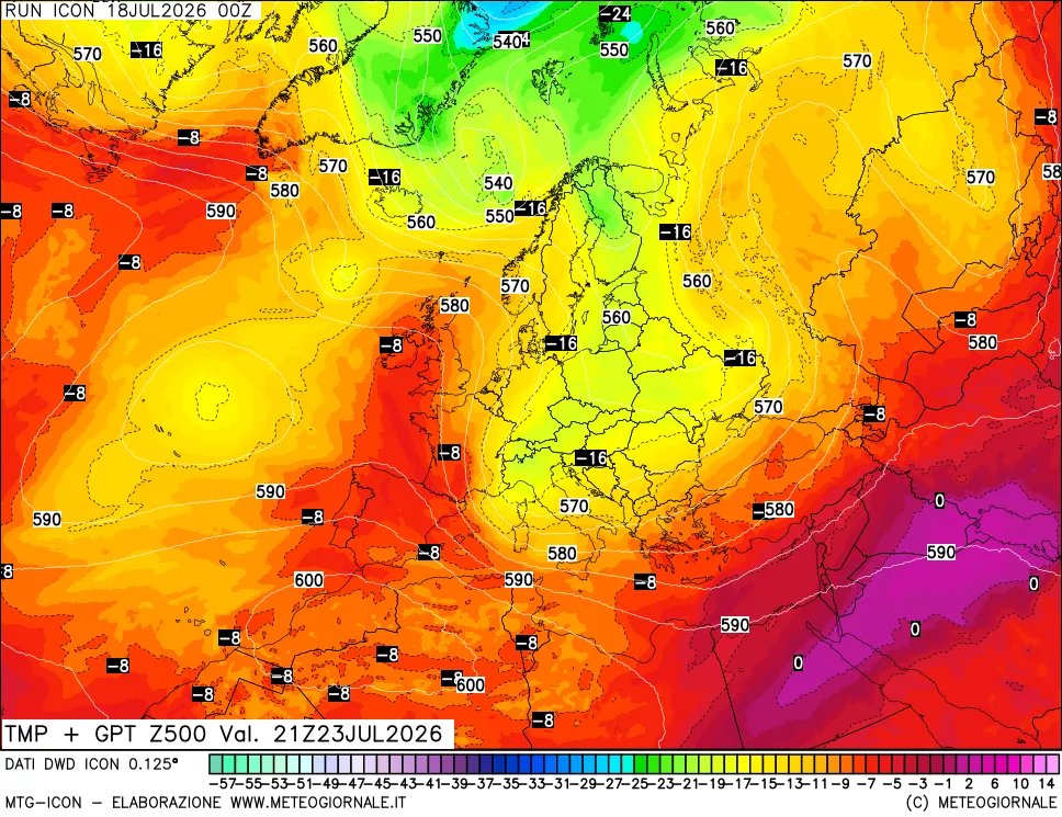 mappa 500 hPa Temp + GPT
