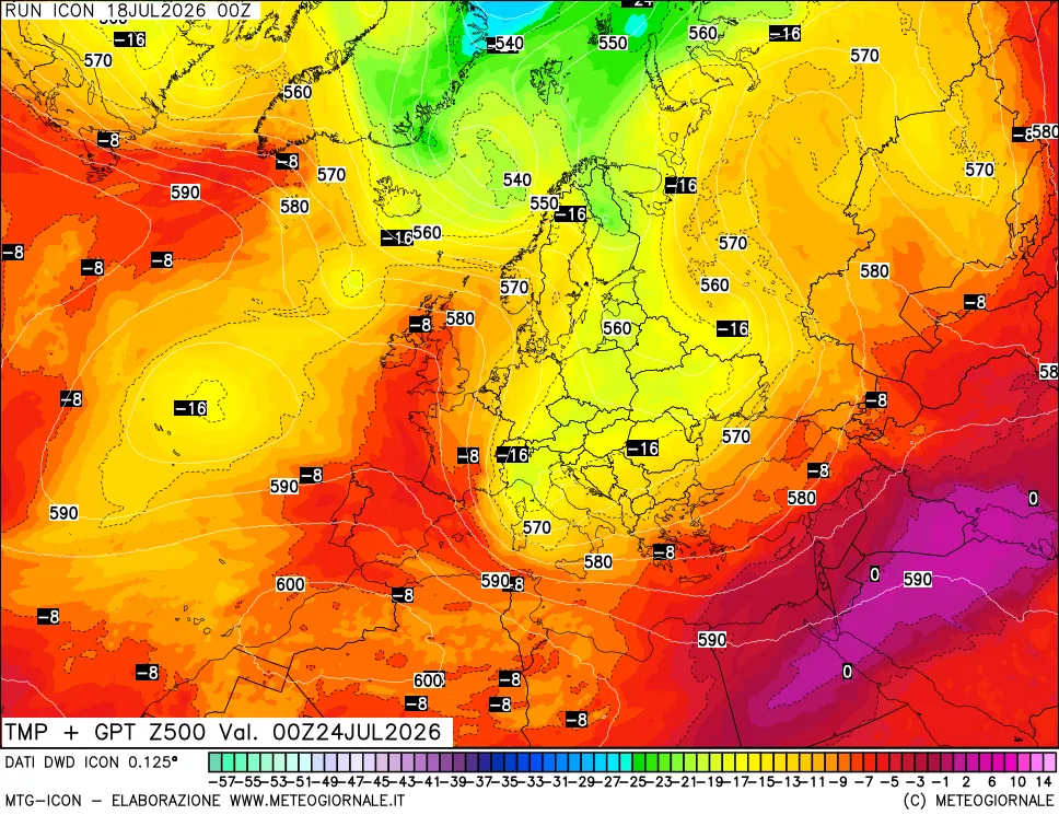 mappa 500 hPa Temp + GPT
