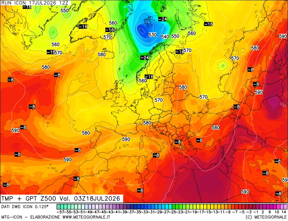 mappa 500 hPa Temp + GPT