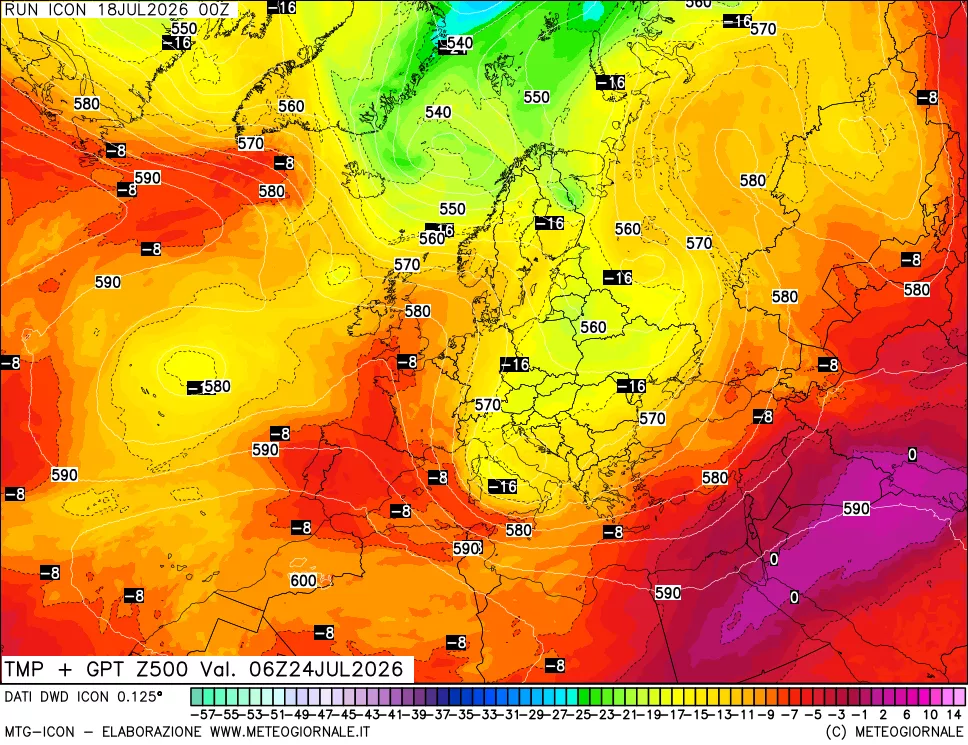 mappa 500 hPa Temp + GPT