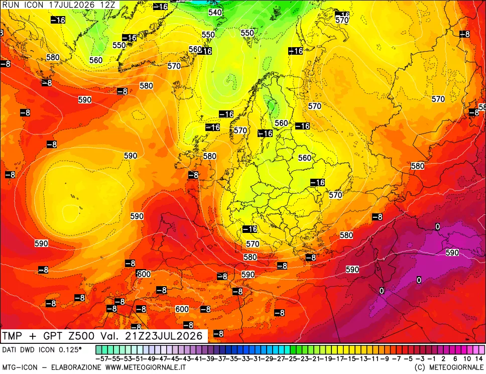 mappa 500 hPa Temp + GPT