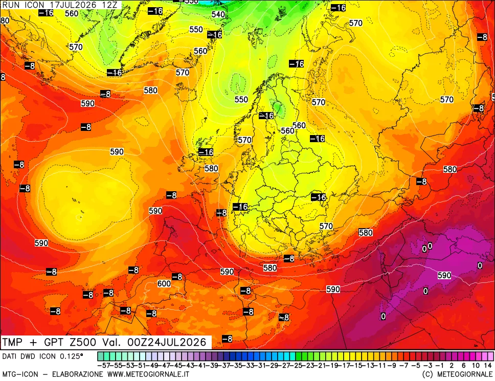 mappa 500 hPa Temp + GPT
