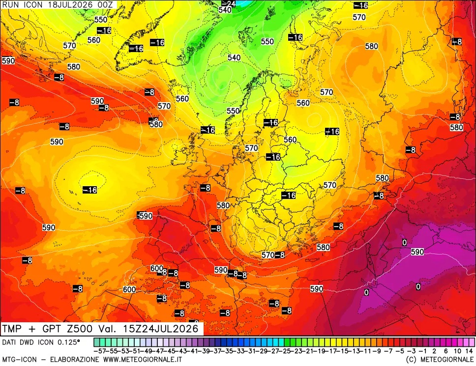 mappa 500 hPa Temp + GPT