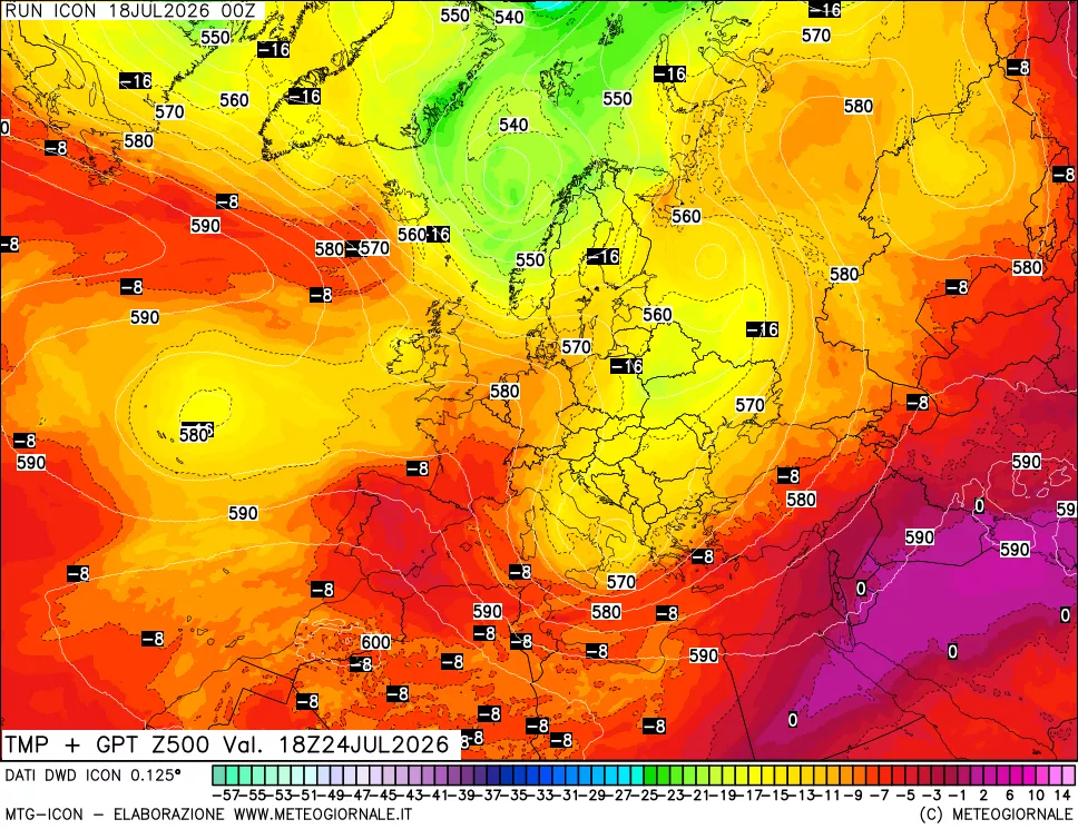 mappa 500 hPa Temp + GPT