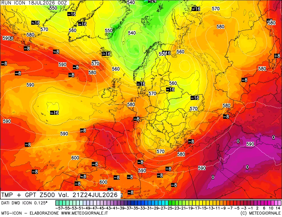 mappa 500 hPa Temp + GPT