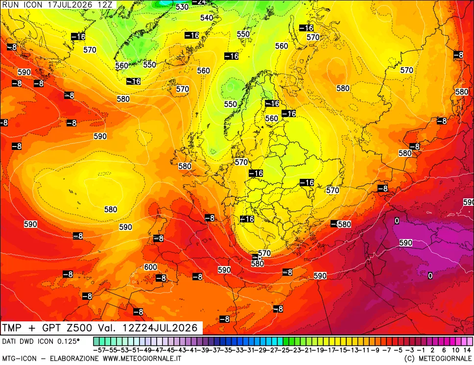 mappa 500 hPa Temp + GPT