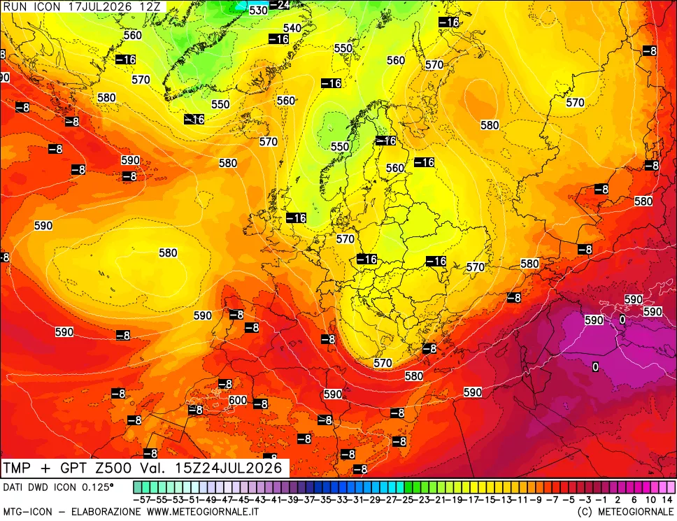 mappa 500 hPa Temp + GPT