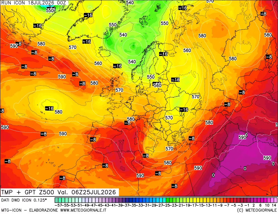 mappa 500 hPa Temp + GPT