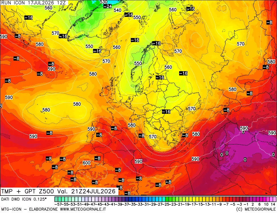 mappa 500 hPa Temp + GPT