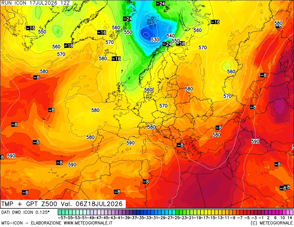 mappa 500 hPa Temp + GPT
