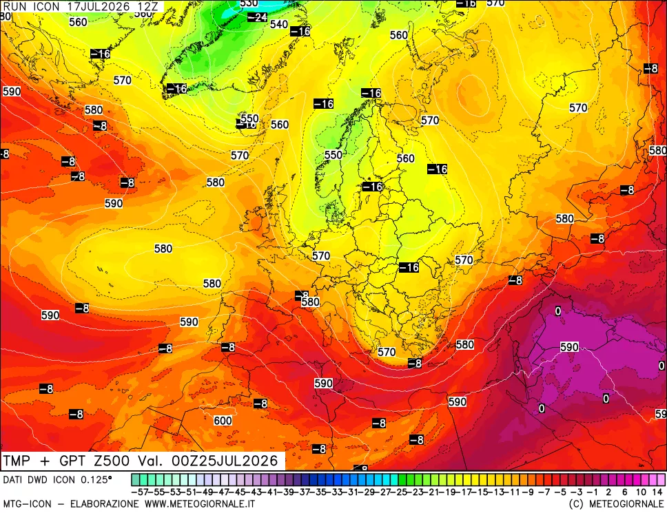mappa 500 hPa Temp + GPT