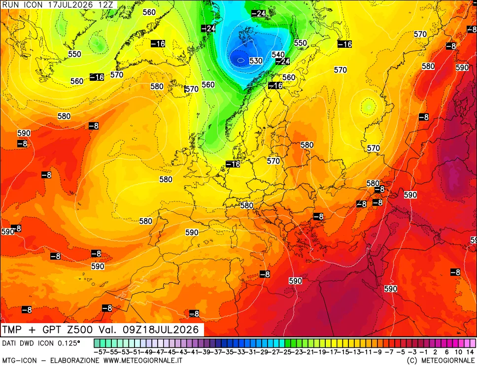 mappa 500 hPa Temp + GPT