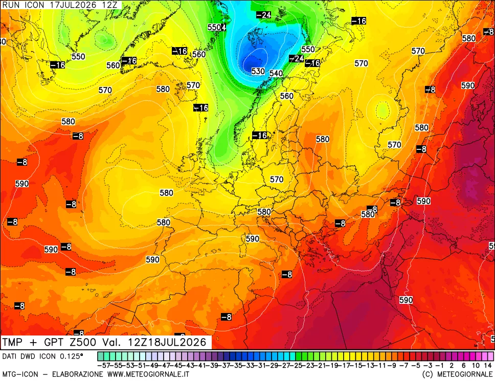 mappa 500 hPa Temp + GPT