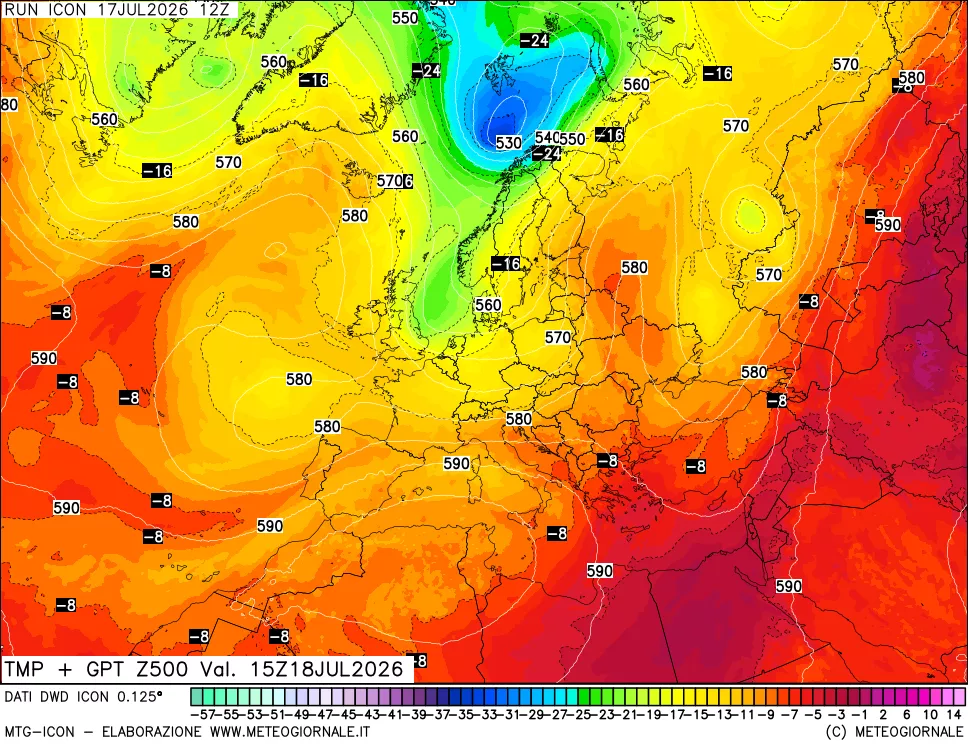 mappa 500 hPa Temp + GPT
