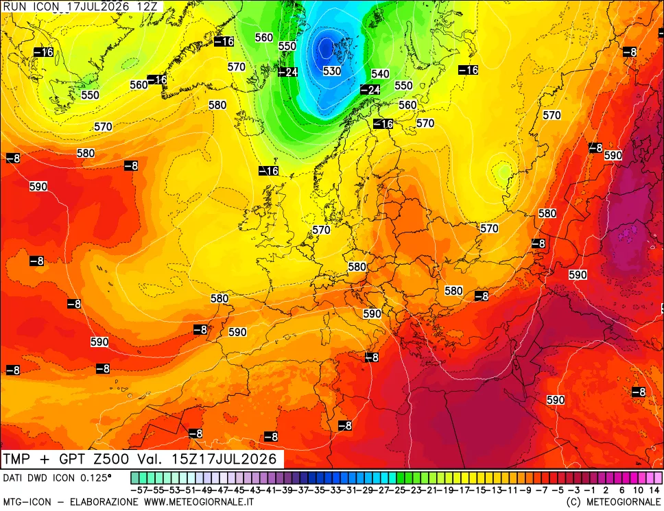 mappa 500 hPa Temp + GPT