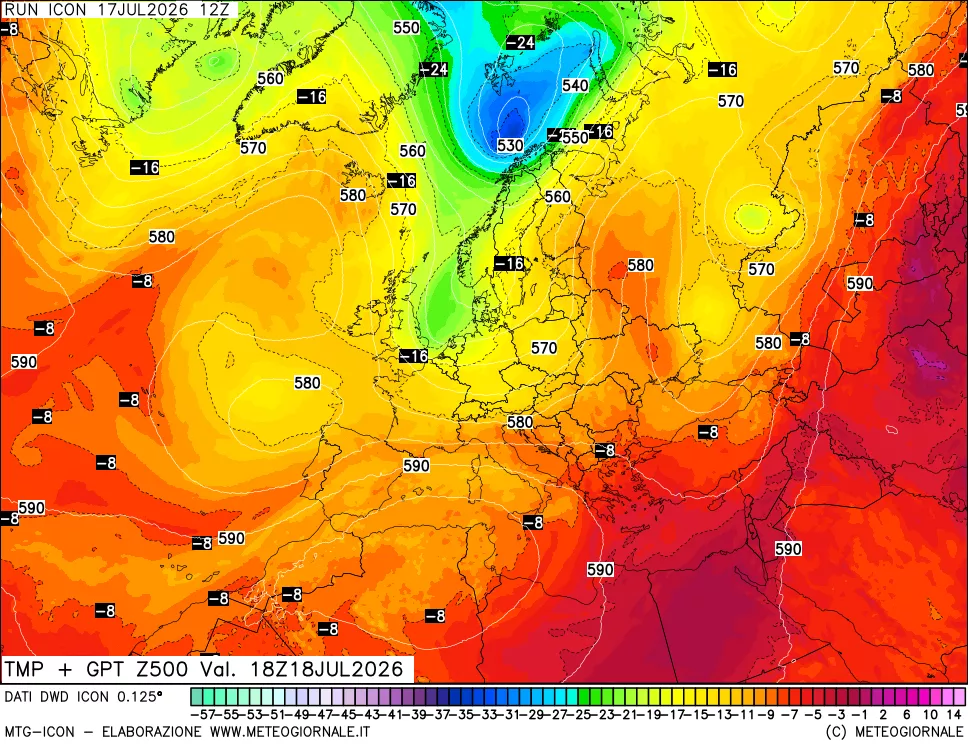 mappa 500 hPa Temp + GPT
