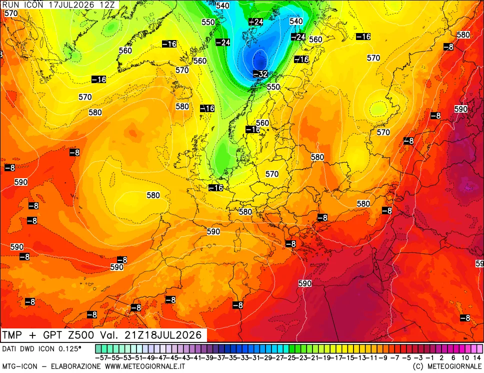 mappa 500 hPa Temp + GPT