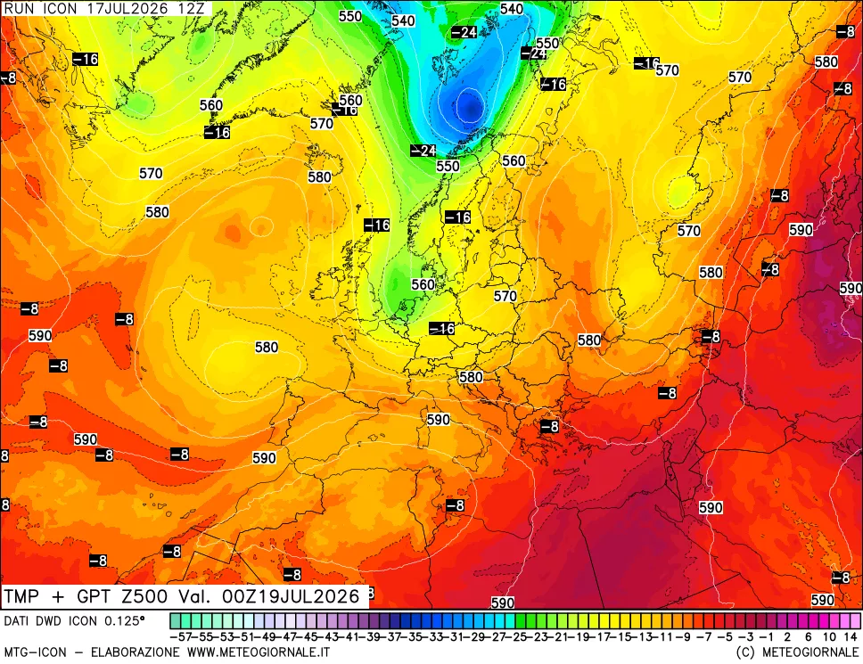 mappa 500 hPa Temp + GPT
