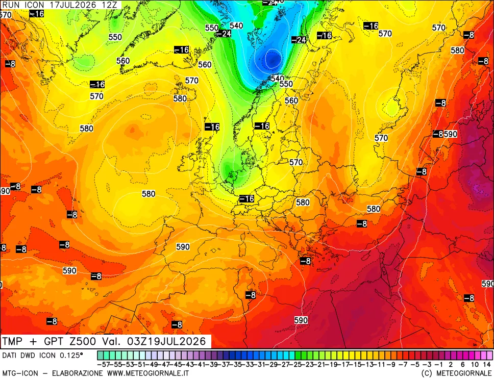 mappa 500 hPa Temp + GPT