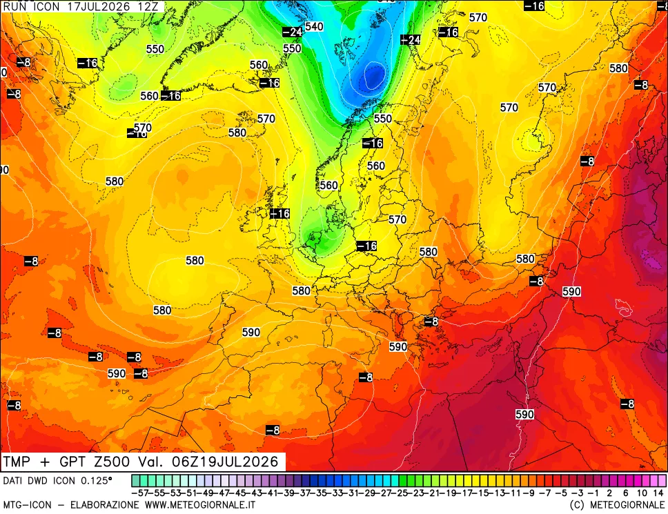 mappa 500 hPa Temp + GPT