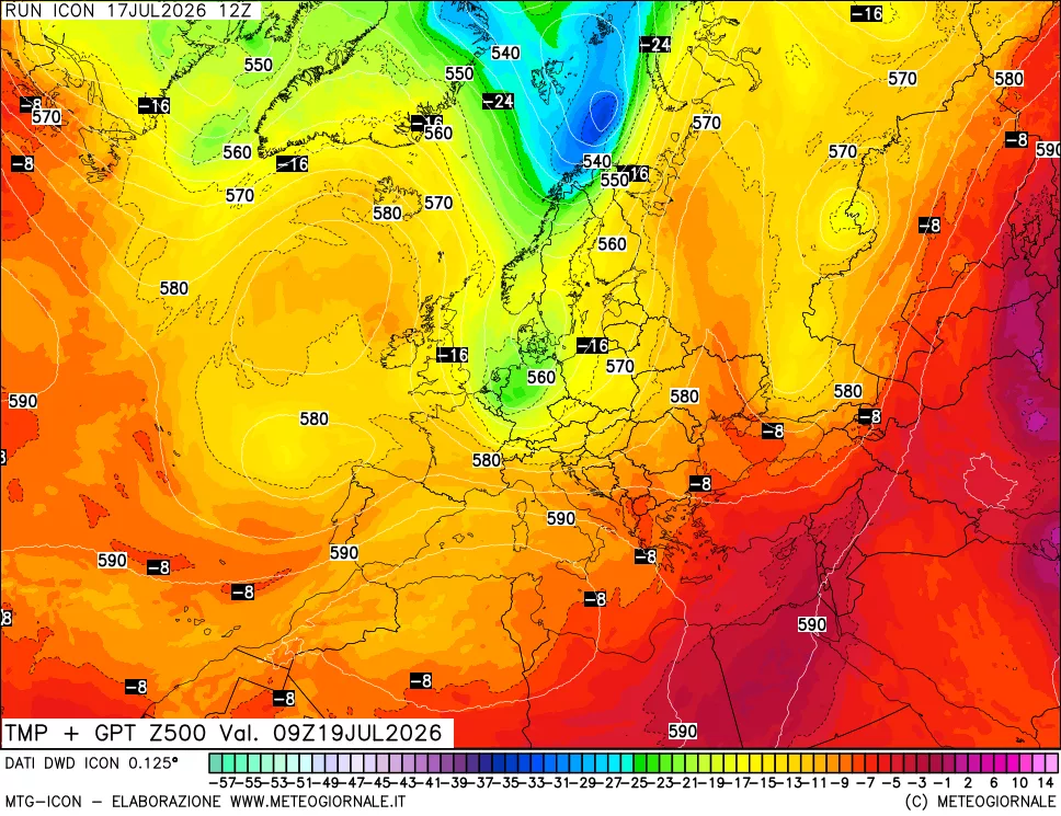 mappa 500 hPa Temp + GPT