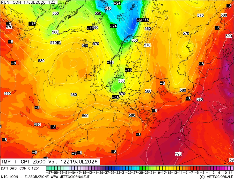 mappa 500 hPa Temp + GPT
