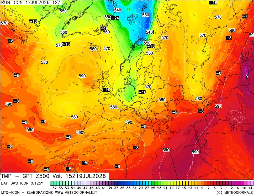 mappa 500 hPa Temp + GPT