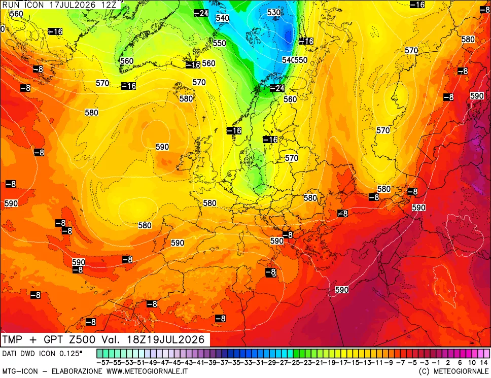 mappa 500 hPa Temp + GPT