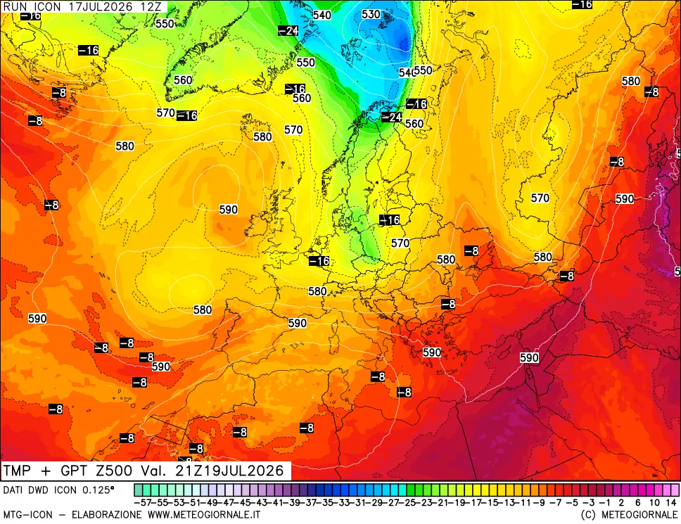 mappa 500 hPa Temp + GPT