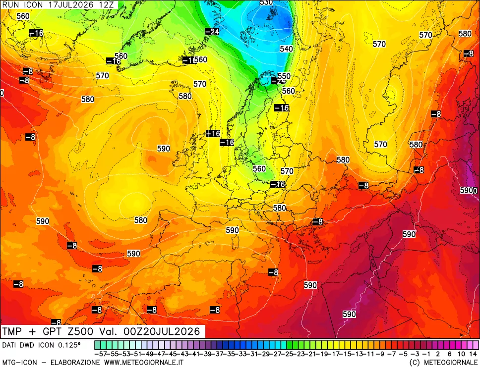 mappa 500 hPa Temp + GPT