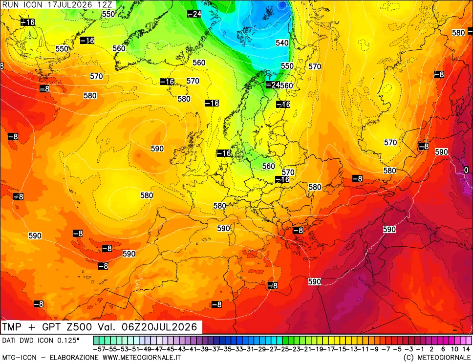 mappa 500 hPa Temp + GPT