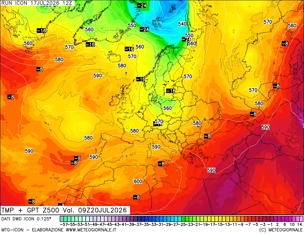 mappa 500 hPa Temp + GPT