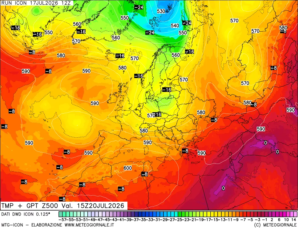 mappa 500 hPa Temp + GPT