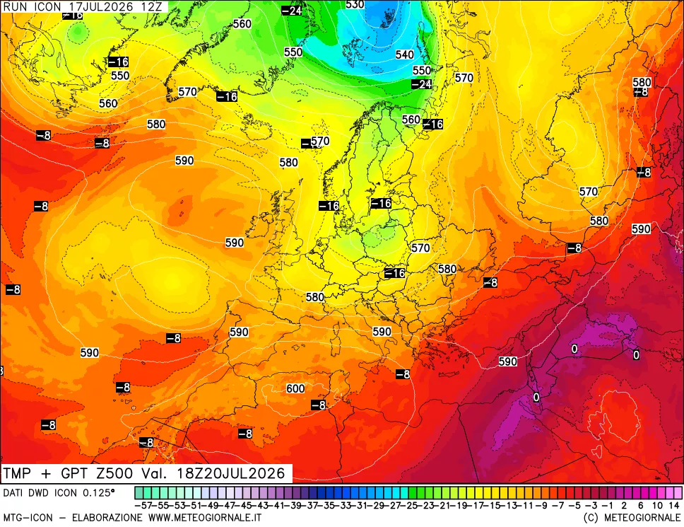 mappa 500 hPa Temp + GPT