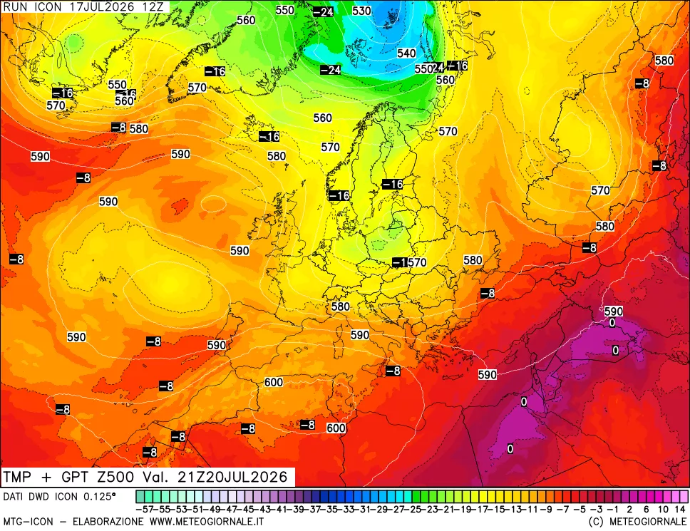 mappa 500 hPa Temp + GPT