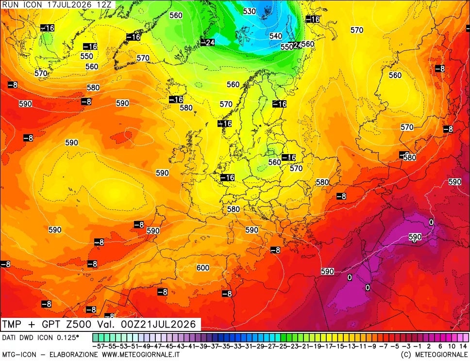 mappa 500 hPa Temp + GPT