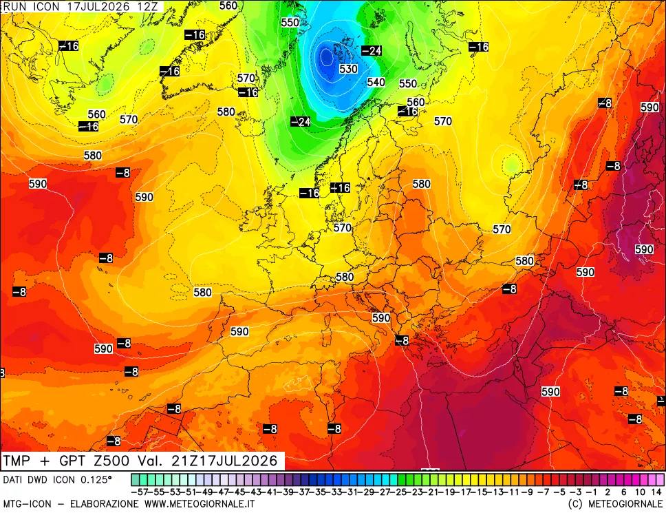 mappa 500 hPa Temp + GPT