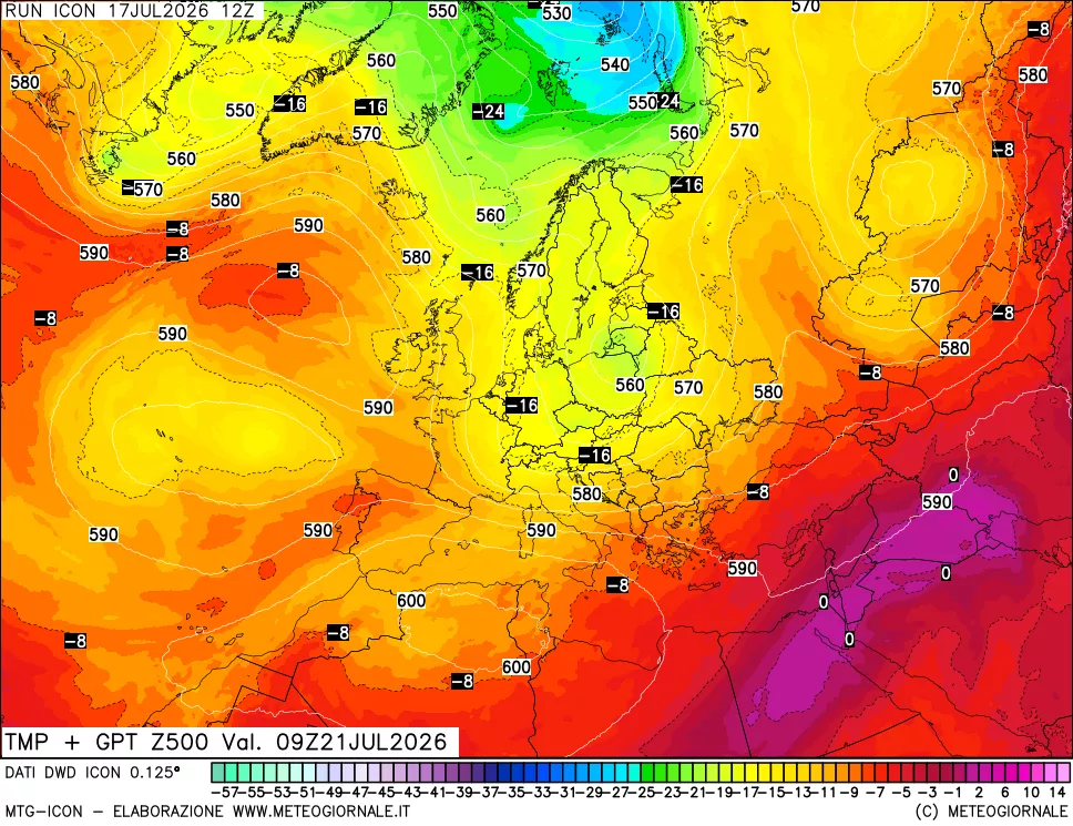 mappa 500 hPa Temp + GPT