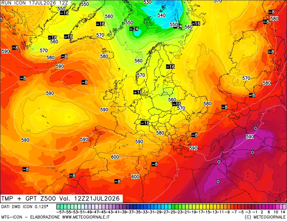 mappa 500 hPa Temp + GPT