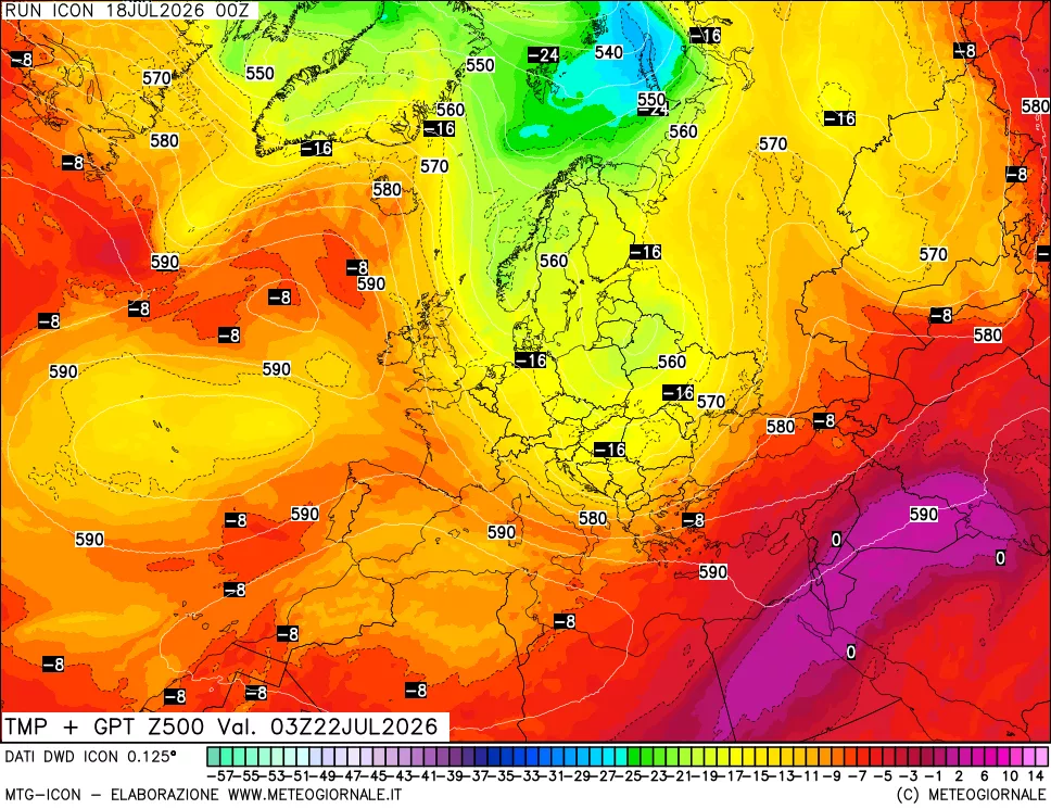 mappa 500 hPa Temp + GPT