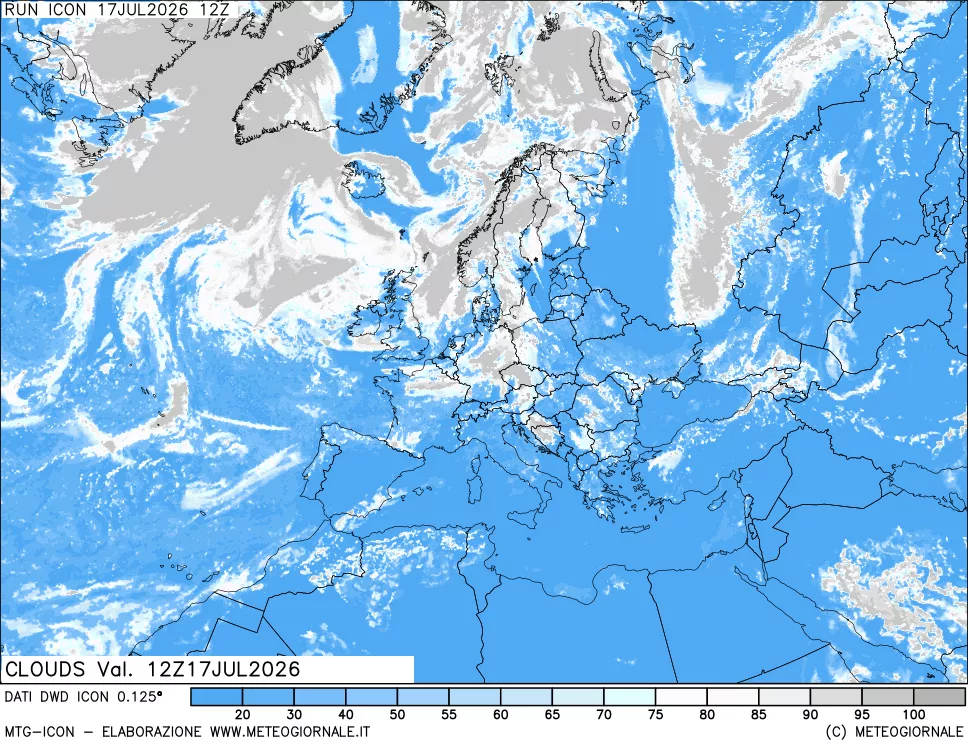 mappa Nuvolosit&agrave; totale