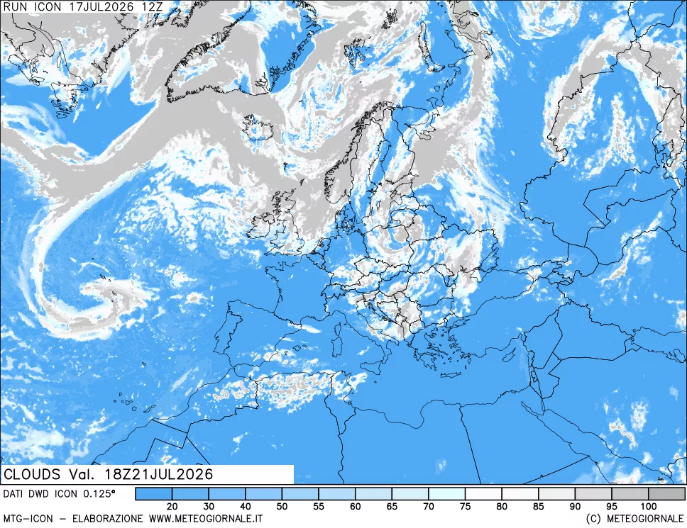 mappa Nuvolosit&agrave; totale