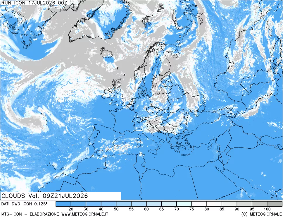 mappa Nuvolosit&agrave; totale