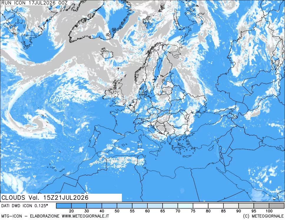 mappa Nuvolosit&agrave; totale