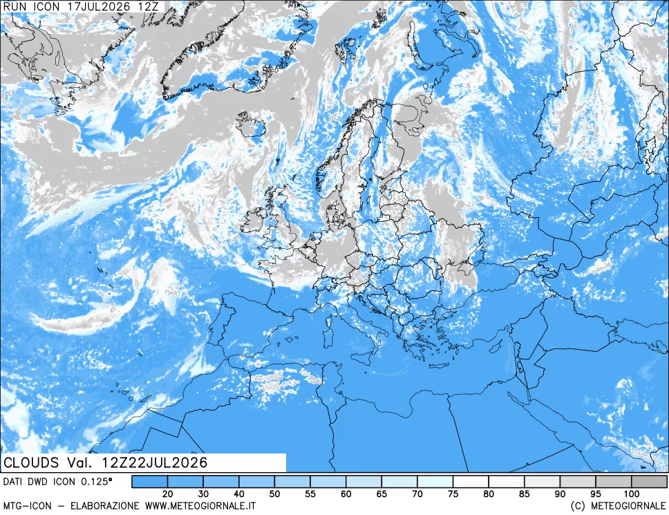 mappa Nuvolosit&agrave; totale