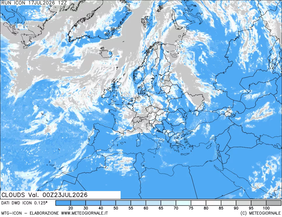 mappa Nuvolosit&agrave; totale