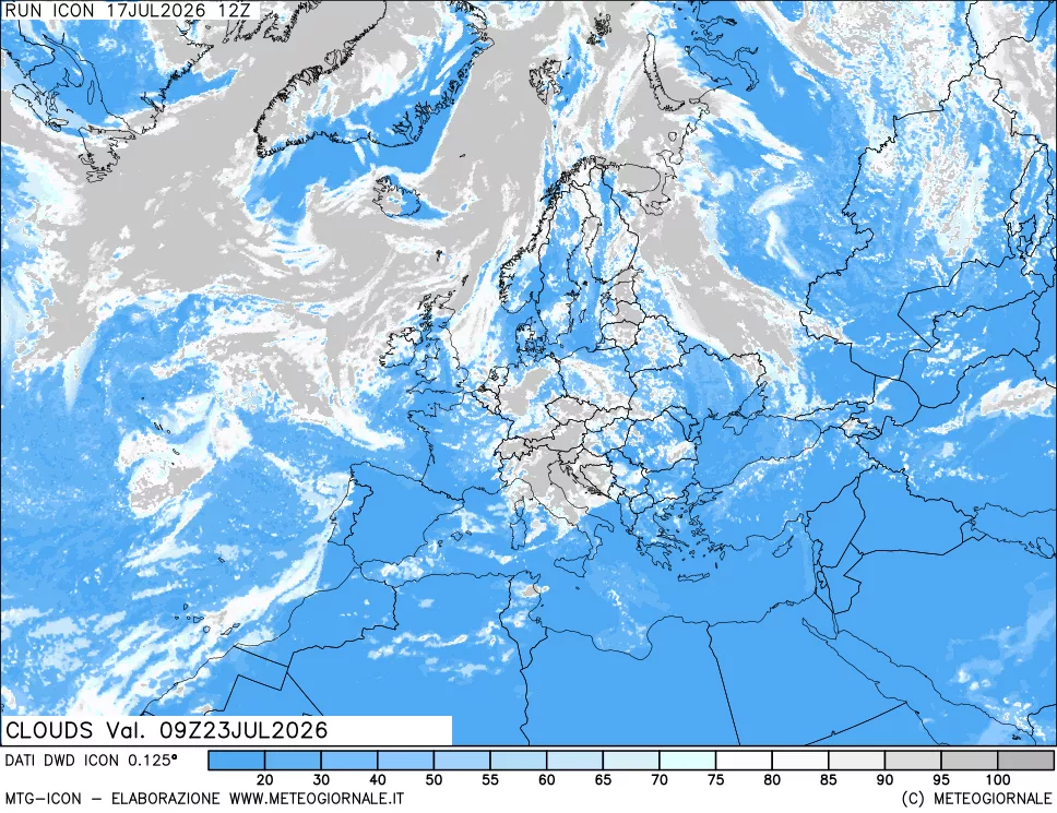 mappa Nuvolosit&agrave; totale