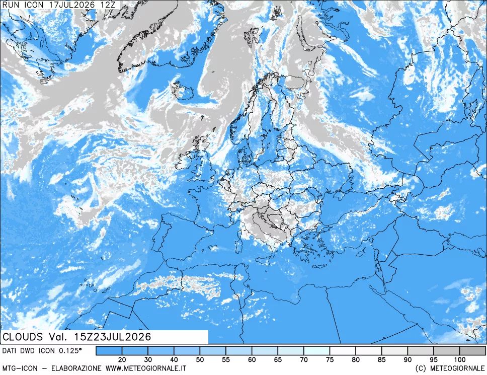mappa Nuvolosit&agrave; totale